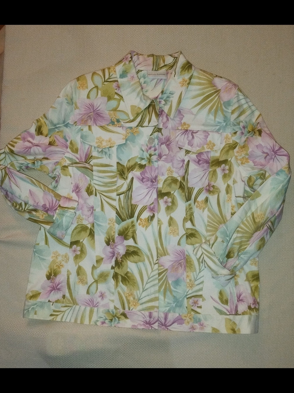 Alfred Dunner Size 14 Floral Denim Jacket